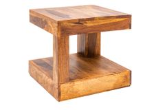 Massiver Edelholz Couchtisch GIANT 45cm braun Sheesham stone finish mit Ablage