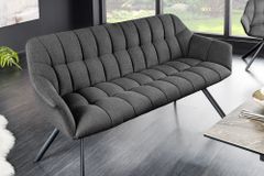 Esszimmer Sitzbank PAPILLON 165cm anthrazit Flachgewebe mit Lehnen schwarzes Metallgestell