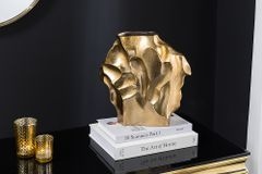 Handgefertigte Vase LIQUID 30cm gold Metall Hammerschlag Design