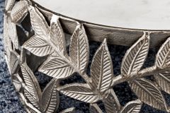 Rundes 2er Set Couchtische ABSTRACT LEAF 70cm weiß silber Marmor Metall Blatt-Design