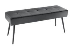 Design Sitzbank BOUTIQUE 100cm dunkelgrau Samt schwarze Metallbeine