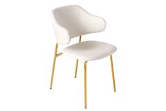 Design Stuhl VOGUE weiß Bouclé goldene Metallbeine