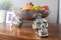 Design Deko-Schale SKULL 35cm silber Aluminium Totenkopf