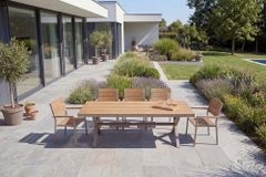 Moderner Gartenstuhl DESIGNO 90cm natur greige Aluminium stapelbar wetterfest