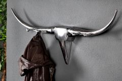 Design Garderobe BULL 100cm Aluminium Wanddekoration Stierkopf