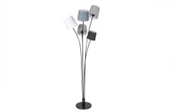 Design Stehlampe LEVELS 176cm schwarz grau mit 5 Leinenschirmen