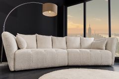 Modernes Big Sofa ROYAL 295cm champagner beige Bouclé Federkern XXL-Couch