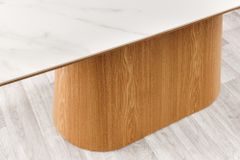Design Esstisch UNIQUE 200cm weiß Eiche Keramik Marmor Säulenfuß