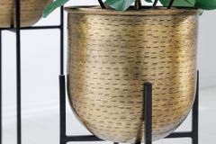 2er Set Blumentopf UNIT 70/50cm gold schwarz Metall Hammerschlag Design