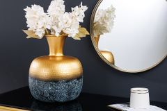Handgefertigte Deko Vase ABSTRACT ORIENT 40cm gold rund Metall Patina