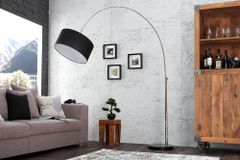 Ausziehbare Bogenlampe LOUNGE DEAL 170-200cm schwarz Leinenschirm Stehlampe