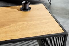 Design Couchtisch ARCHITECTURE 100cm schwarz Wildeiche Rauchglas Metall Holz