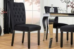 Chesterfield Stuhl CASTLE schwarz Samt Gummiholz Ziernieten