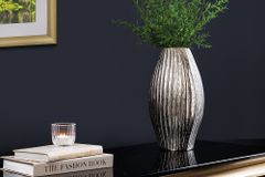 Handgefertigte Deko-Vase ELEGANCE 35cm silber Metall Hammerschlag Design