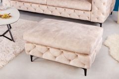 Chesterfield Sitzhocker MODERN BAROCK 90cm champagner Samt Fußhocker