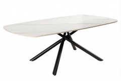 Design Couchtisch OSAKA 110cm weiß Keramik schwarz Sterngestell Metall