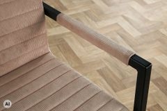 Industrial Freischwinger LOFT taupe Cord schwarz Eisen mit Armlehne