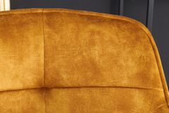 Design Barhocker EUPHORIA senfgelb Samt schwarze Metallbeine Barstuhl mit Lehne