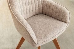 Design Stuhl LIVORNO beige Strukturstoff Massivholzbeine drehbar Auto-Return-Funktion