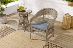 In- und Outdoor Garten-Set ELYSEE natur grau Polyrattan Aluminium inkl. Tisch Kissen