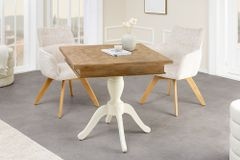 Massiver Esstisch HAMPTONS 70cm hellbraun creme recycelte Pinie Bistrotisch