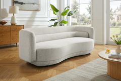 Design Sofa GATSBY 230cm beige Chenille Federkern 3-Sitzer Couch Rundum-Bezug