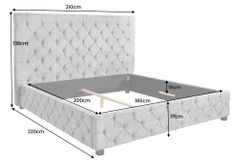 Design Boxbett PARIS 180x200 cm grau Bouclé Chesterfield
