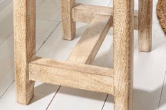 Massiver Hocker FINCA 45cm beige Mangoholz Handarbeit Boho Shabby Chic