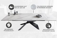 Ausziehbarer Esstisch EUPHORIA 180-220-260cm Marmor weiß Keramik made in Italy