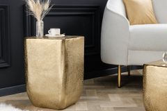 Design Beistelltisch UNIT 45cm gold Hammerschlag handmade Metall Aluminium