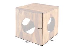 Massivholz Beistelltisch CUBUS 40cm Sheesham stone finish Hocker