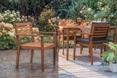 Outdoor Gartenstuhl KOPENHAGEN anthrazit braun Akazie honey finish inkl. Kissen stapelbar