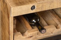Massives Sideboard IRON CRAFT 175cm natur Mangoholz mit Schubladen Weinregal
