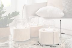 Elegantes 3er Set Windlicht LIMOTION Teakholz Outdoor Teelicht Kerzenhalter