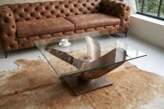 Maritimer Couchtisch OCEAN L 85cm antik kupfer mit Schiffsschraube und Glasplatte