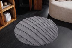 Runder Teppich WAVE 80cm anthrazit 3D strukturierter Kurzflor Indoor Hoch-Tief-Effekt