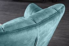 Drehbarer Design Sessel PAPILLON petrol Samt 360° schwarz Metall höhenverstellbar