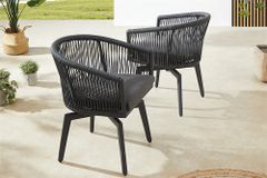 Drehbarer Stuhl ROPE anthrazit Aluminium Gartensessel inkl. Kissen In- und Outdoor