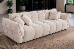 XXL Sofa CLOUD 260cm beige Bouclé Tweed Soft Bigsofa Federkern inkl. Kissen