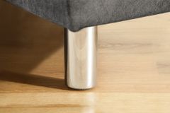 Moderne Wohnlandschaft KENT 220cm grau Samt Ecksofa Federkern inkl. Hocker und Kissen