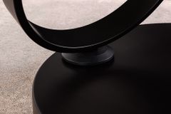 Design Couchtisch DANCING RINGS rost rund drehbar Travertin Keramik schwarz Gestell