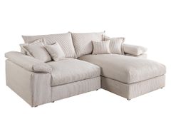 Design Ecksofa ATMOSPHERE XL 245cm champagner beige Cord Federkern inkl. Kissen