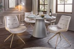 Design Stuhl DIVANI champagner beige Samt Metallgestell