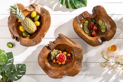 Massive Schale NATURE ROOT 50cm natur Teakholz Wurzelholz