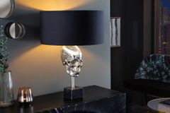 Extravagante Tischlampe SKULL 56cm schwarz silber Metall Totenkopf Skulptur Leuchte