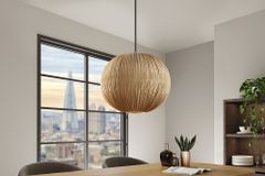 Runde Hängelampe ORGANIC 45cm natur Stoffschirm Boho