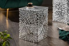 Filigranes Beistelltisch 2er Set ABSTRACT LEAF 45cm silber Handarbeit