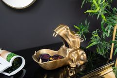 Handgearbeitete Deko Schale HIPPO 30cm messing gold Metall Aluminium