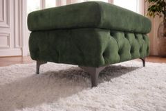 Chesterfield Sitzhocker MODERN BAROCK 95cm grün Samt Fußhocker