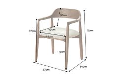 Design Armlehnen-Stuhl KENNEDY braun smoke creme aus recycelter Pinie mit Polstersitz